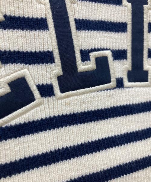 CELINE（セリーヌ）CELINE (セリーヌ) エンブロイダリーマリニエールコットンニット ホワイト×ネイビー サイズ:Ｓの古着・服飾アイテム