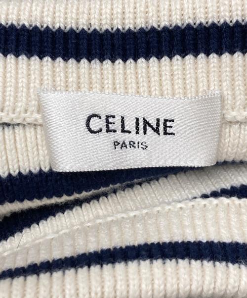 CELINE（セリーヌ）CELINE (セリーヌ) エンブロイダリーマリニエールコットンニット ホワイト×ネイビー サイズ:Ｓの古着・服飾アイテム