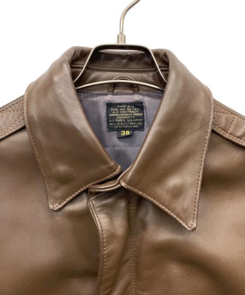 Willis&Geiger（ウィルスガイガー）Willis&Geiger (ウィルスガイガー) TYPE A-2 レザーフライトジャケット ブラウン サイズ:38の古着・服飾アイテム