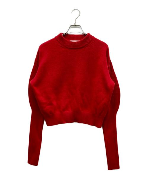 ALEXANDER McQUEEN（アレキサンダーマックイーン）ALEXANDER McQUEEN (アレキサンダーマックイーン) 23AW カシミヤウールクロップドニットセーター レッド サイズ:Mの古着・服飾アイテム