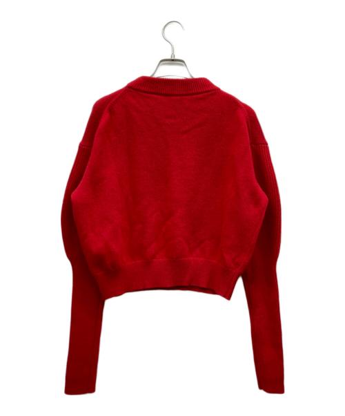 ALEXANDER McQUEEN（アレキサンダーマックイーン）ALEXANDER McQUEEN (アレキサンダーマックイーン) 23AW カシミヤウールクロップドニットセーター レッド サイズ:Mの古着・服飾アイテム