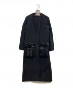 MARNIマルニ）の古着「ファービジュー装飾ノーカラーコート」｜ダークグレー