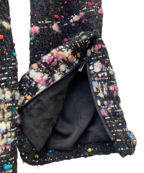 CHANEL（シャネル）CHANEL (シャネル) ココボタン ノーカラーツイードコート ブラック×マルチカラー サイズ:36の古着・服飾アイテム