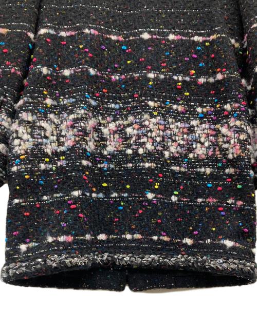 CHANEL（シャネル）CHANEL (シャネル) ココボタン ノーカラーツイードコート ブラック×マルチカラー サイズ:36の古着・服飾アイテム