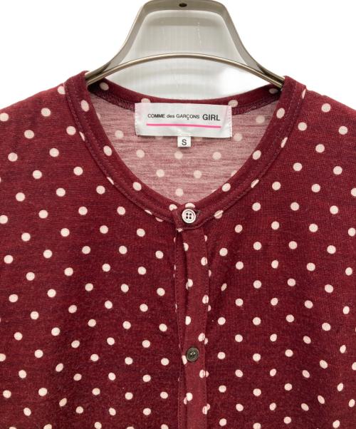 COMME des GARCONS GIRL（コムデギャルソンガール）COMME des GARCONS GIRL (コムデギャルソンガール) ドット柄クルーネックカーディガン レッド サイズ:SIZE Sの古着・服飾アイテム