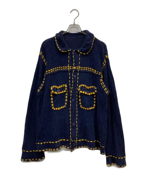 PHINGERIN（フィンガリン）PHINGERIN (フィンガリン) PG1 Knit ネイビー×イエロー サイズ:Ｍの古着・服飾アイテム