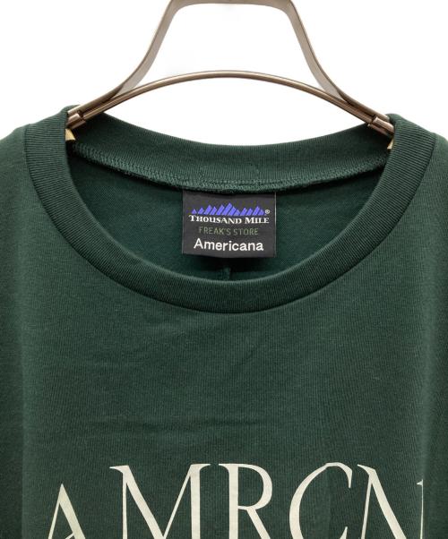 Americana（アメリカーナ）Americana (アメリカーナ) Thousand Mile (サウザンドマイル) FREAK'S STORE (フリークスストア) 別注 フレンチスリーブTシャツ スカートセットアップ グリーン×ブラック サイズ:FREEの古着・服飾アイテム