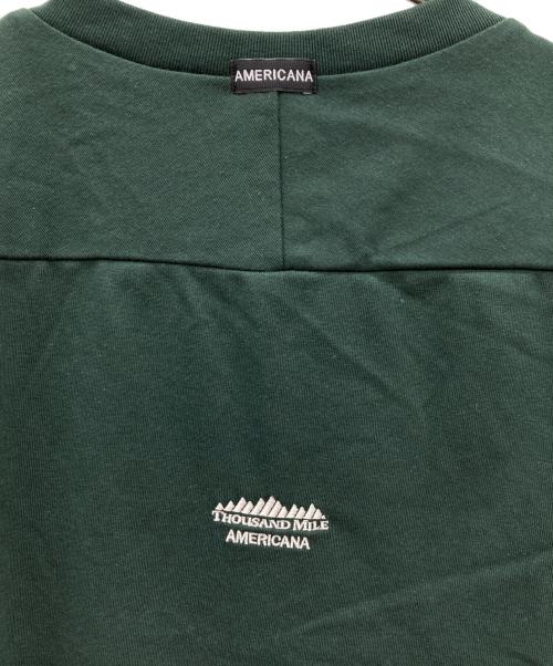 Americana（アメリカーナ）Americana (アメリカーナ) Thousand Mile (サウザンドマイル) FREAK'S STORE (フリークスストア) 別注 フレンチスリーブTシャツ スカートセットアップ グリーン×ブラック サイズ:FREEの古着・服飾アイテム