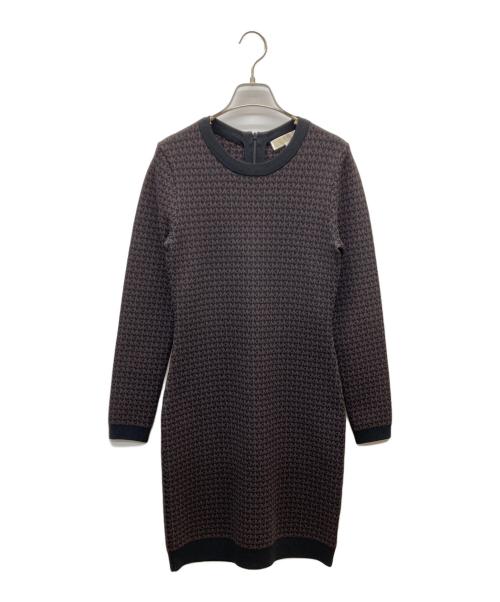 MICHAEL KORS（マイケル・コース）MICHAEL KORS (マイケル・コース) モノグラムニットワンピース ブラウン×ブラック サイズ:Sの古着・服飾アイテム