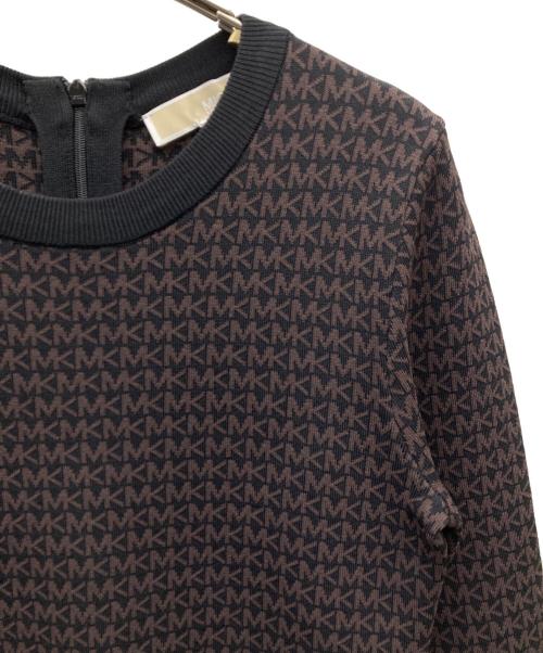 MICHAEL KORS（マイケル・コース）MICHAEL KORS (マイケル・コース) モノグラムニットワンピース ブラウン×ブラック サイズ:Sの古着・服飾アイテム
