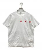 PLAY COMME des GARCONSプレイコムデギャルソン）の古着「Printed Triple Small Red Heart T-Shirt」｜ホワイト