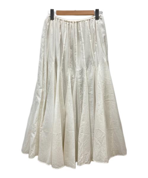 ETRE TOKYO（エトレトウキョウ）ETRE TOKYO (エトレトウキョウ) TOMOCO UNABARA (トモコウナバラ) タックギャザーボリュームスカート ホワイト サイズ:Sの古着・服飾アイテム