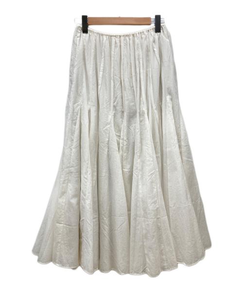 ETRE TOKYO（エトレトウキョウ）ETRE TOKYO (エトレトウキョウ) TOMOCO UNABARA (トモコウナバラ) タックギャザーボリュームスカート ホワイト サイズ:Sの古着・服飾アイテム