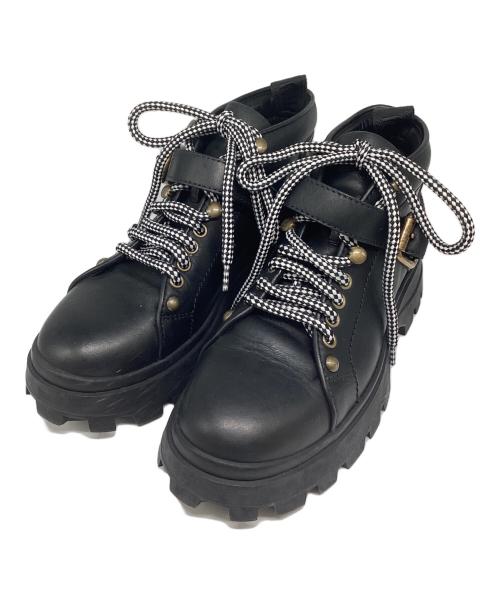 MIU MIU（ミュウミュウ）MIU MIU (ミュウミュウ) Ridged Sole Biker Boots ブラック サイズ:371/2の古着・服飾アイテム