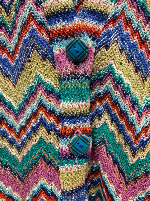 missoni（ミッソーニ）MISSONI (ミッソーニ) ジグザグ柄カーディガン マルチカラー サイズ:31の古着・服飾アイテム