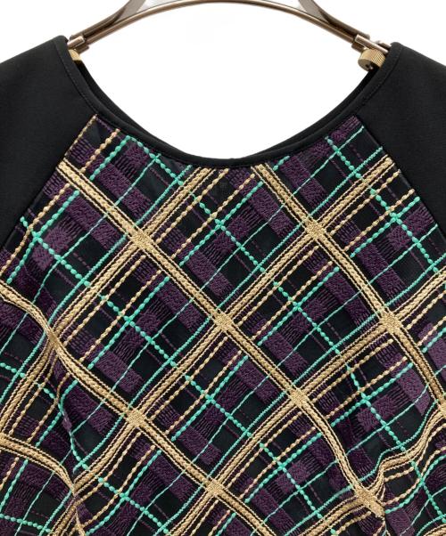 GRACE CONTINENTAL（（グレースコンチネンタル）GRACE CONTINENTAL (（グレースコンチネンタル) チェックレースノースリーブワンピース ブラック サイズ:38の古着・服飾アイテム