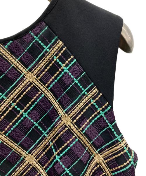 GRACE CONTINENTAL（（グレースコンチネンタル）GRACE CONTINENTAL (（グレースコンチネンタル) チェックレースノースリーブワンピース ブラック サイズ:38の古着・服飾アイテム