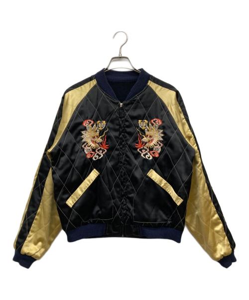 テーラー東洋（テーラートウヨウ）テーラー東洋 (テーラートウヨウ) 別珍×サテン ドクロ刺繍リバーシブルスカジャン ネイビー×ブラック サイズ:Mの古着・服飾アイテム