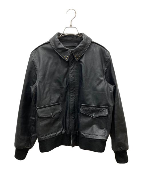 HORN WORKS（ホーンワークス）HORN WORKS (ホーンワークス) 襟スタッズカウレザーブルゾン ブラック サイズ:Lの古着・服飾アイテム