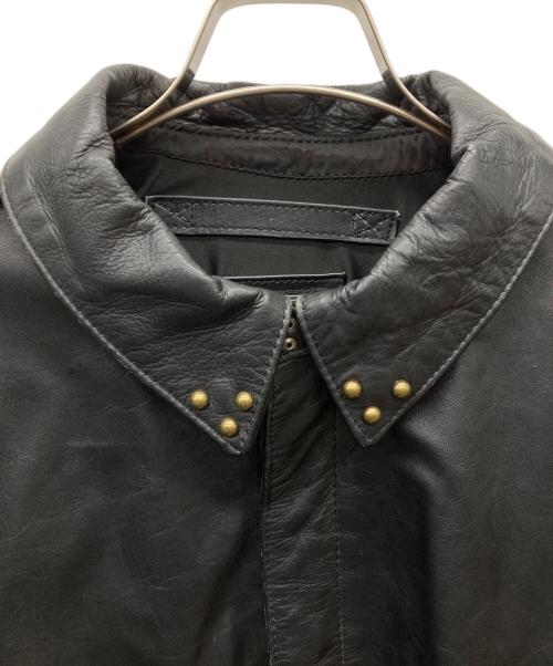 HORN WORKS（ホーンワークス）HORN WORKS (ホーンワークス) 襟スタッズカウレザーブルゾン ブラック サイズ:Lの古着・服飾アイテム