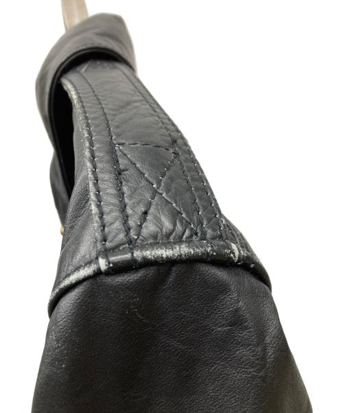 HORN WORKS（ホーンワークス）HORN WORKS (ホーンワークス) 襟スタッズカウレザーブルゾン ブラック サイズ:Lの古着・服飾アイテム