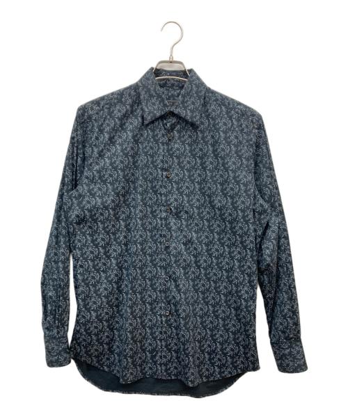 PRADA（プラダ）PRADA (プラダ) 総柄L/Sシャツ ネイビー サイズ:38の古着・服飾アイテム