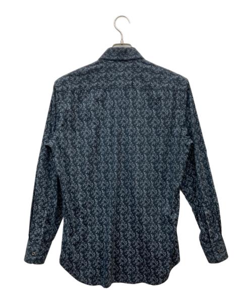 PRADA（プラダ）PRADA (プラダ) 総柄L/Sシャツ ネイビー サイズ:38の古着・服飾アイテム