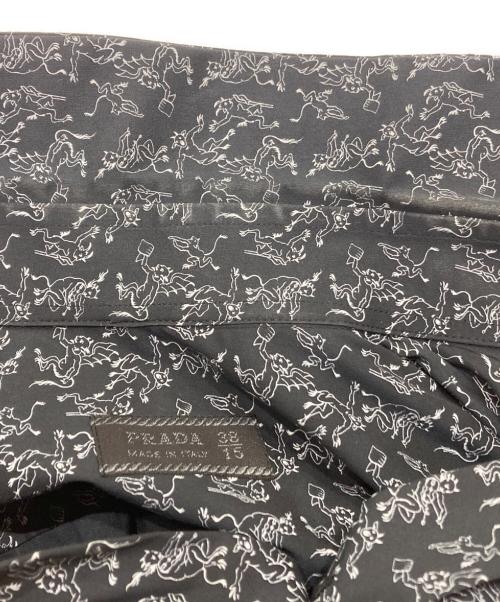PRADA（プラダ）PRADA (プラダ) 総柄L/Sシャツ ネイビー サイズ:38の古着・服飾アイテム