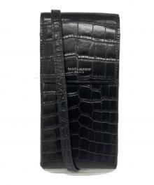 Saint Laurent Paris（サンローランパリ）の古着「クロコ型押し フォンショルダーポーチ」｜ブラック