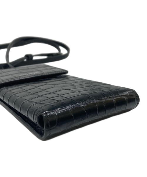 Saint Laurent Paris（サンローランパリ）Saint Laurent Paris (サンローランパリ) クロコ型押し フォンショルダーポーチ ブラックの古着・服飾アイテム