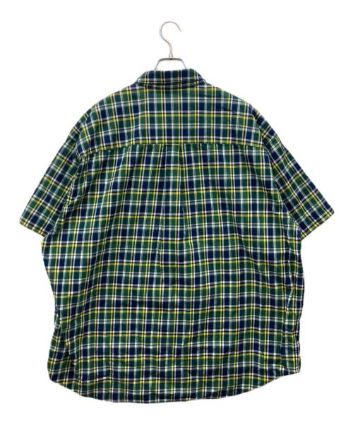 A BATHING APE（アベイシングエイプ）A BATHING APE (ア ベイシング エイプ) Mini Ape Head Check Loose Fit S/S Shirt グリーン サイズ:XLの古着・服飾アイテム