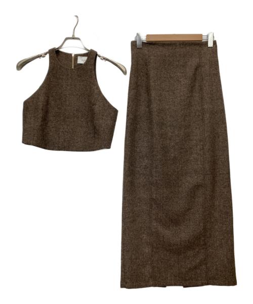 CLANE（クラネ）CLANE (クラネ) SuzuHirose (スズヒロセ) 3WAYアメリカンスリーブビスチェ・ストレートスカートセット ブラウン サイズ:1の古着・服飾アイテム