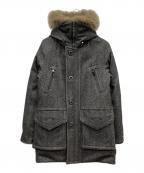 MONCLERモンクレール）の古着「ヘリンボーン N-3Bダウンジャケット」｜グレー×ブラック