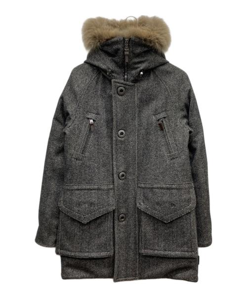 MONCLER（モンクレール）MONCLER (モンクレール) ヘリンボーン N-3Bダウンジャケット グレー×ブラックの古着・服飾アイテム