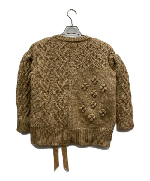 Simone Rocha（シモーネ ロシャ）Simone Rocha (シモーネ ロシャ) リボンデザイン ケーブルカーディガン ブラウン サイズ:Sの古着・服飾アイテム