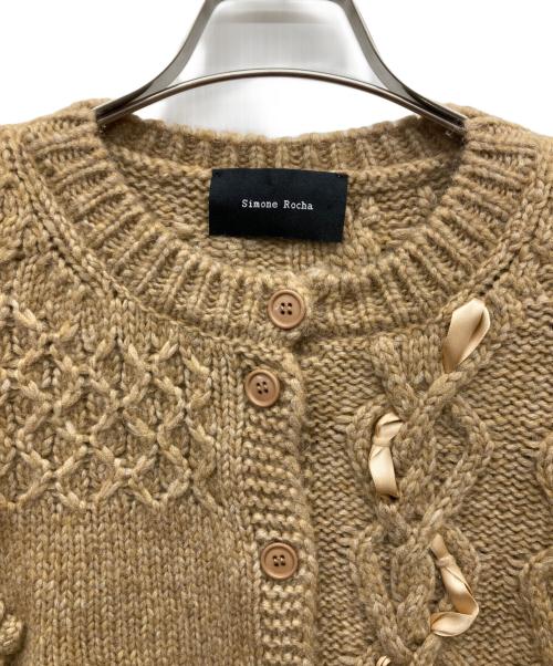 Simone Rocha（シモーネ ロシャ）Simone Rocha (シモーネ ロシャ) リボンデザイン ケーブルカーディガン ブラウン サイズ:Sの古着・服飾アイテム
