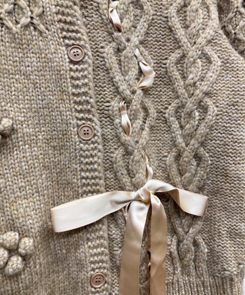 Simone Rocha（シモーネ ロシャ）Simone Rocha (シモーネ ロシャ) リボンデザイン ケーブルカーディガン ブラウン サイズ:Sの古着・服飾アイテム