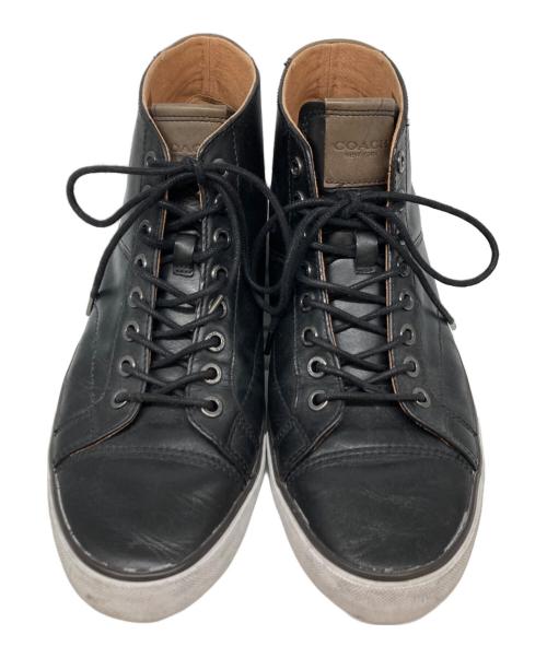 COACH（コーチ）COACH (コーチ) レザーハイカットスニーカー ブラック サイズ:27.5の古着・服飾アイテム