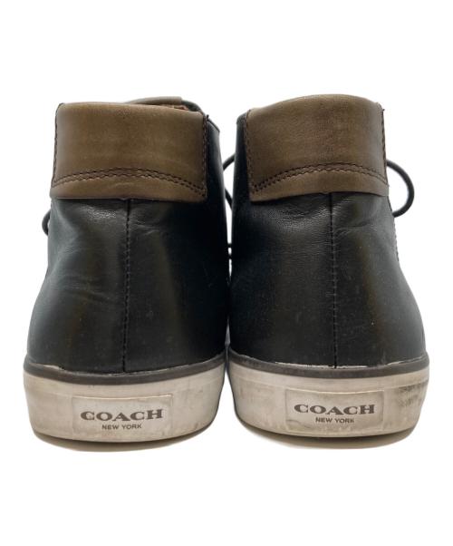 COACH（コーチ）COACH (コーチ) レザーハイカットスニーカー ブラック サイズ:27.5の古着・服飾アイテム