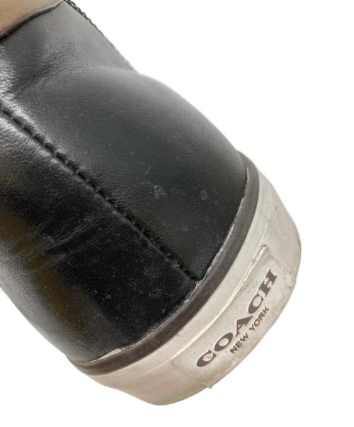 COACH（コーチ）COACH (コーチ) レザーハイカットスニーカー ブラック サイズ:27.5の古着・服飾アイテム