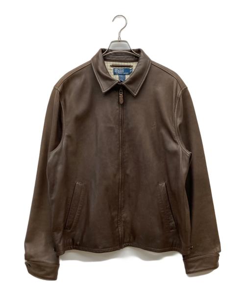 POLO RALPH LAUREN（ポロ・ラルフローレン）POLO RALPH LAUREN (ポロ・ラルフローレン) 90’S レザースイングトップブルゾン ブラウン サイズ:XLの古着・服飾アイテム