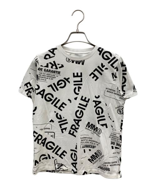 MM6 Maison Margiela（エムエムシックスメゾンマルジェラ）MM6 Maison Margiela (エムエムシックスメゾンマルジェラ) 総柄プリントTシャツ ホワイト×ブラック サイズ:SIZE 10(キッズ規格)の古着・服飾アイテム