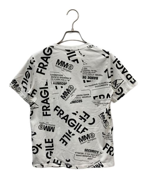 MM6 Maison Margiela（エムエムシックスメゾンマルジェラ）MM6 Maison Margiela (エムエムシックスメゾンマルジェラ) 総柄プリントTシャツ ホワイト×ブラック サイズ:SIZE 10(キッズ規格)の古着・服飾アイテム