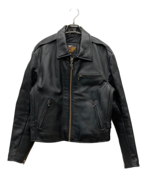 HARLEY-DAVIDSON（ハーレーダビッドソン）HARLEY-DAVIDSON (ハーレーダビッドソン) カウレザーシングルジャケット ブラック サイズ:Lの古着・服飾アイテム