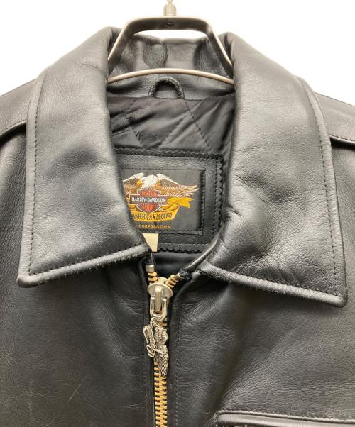 HARLEY-DAVIDSON（ハーレーダビッドソン）HARLEY-DAVIDSON (ハーレーダビッドソン) カウレザーシングルジャケット ブラック サイズ:Lの古着・服飾アイテム
