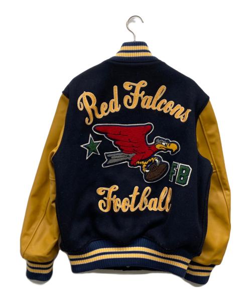 whitesville（ホワイツビル）whitesville (ホワイツビル) 30oz. WOOL MELTON AWARD JACKET “RED FALCONS” ネイビー×イエロー サイズ:38の古着・服飾アイテム