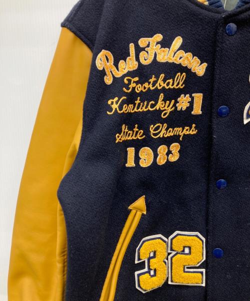 whitesville（ホワイツビル）whitesville (ホワイツビル) 30oz. WOOL MELTON AWARD JACKET “RED FALCONS” ネイビー×イエロー サイズ:38の古着・服飾アイテム