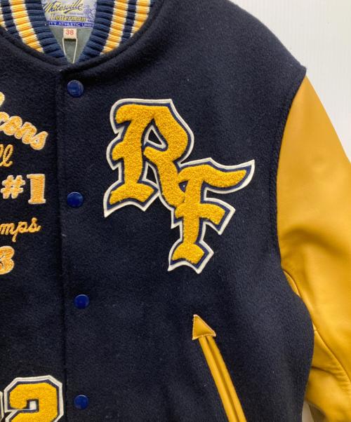 whitesville（ホワイツビル）whitesville (ホワイツビル) 30oz. WOOL MELTON AWARD JACKET “RED FALCONS” ネイビー×イエロー サイズ:38の古着・服飾アイテム