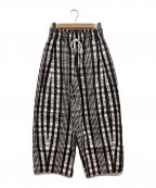 Sea Room lynnシールームリン）の古着「バレルレッグボリュームパンツ」｜ブラウン×ホワイト