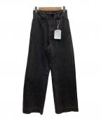 Sea Room lynnシールームリン）の古着「ハイウエストLOOSEデニムトラウザー」｜ブラック